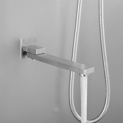 Shower System 10 Inch Square Bathroom Luxury Rain Mixer Shower Combo Set Pressure Balanced Shower System with Shower Head, Hand Shower, Slide Bar, Shower Arm, Hose, and Valve Trim