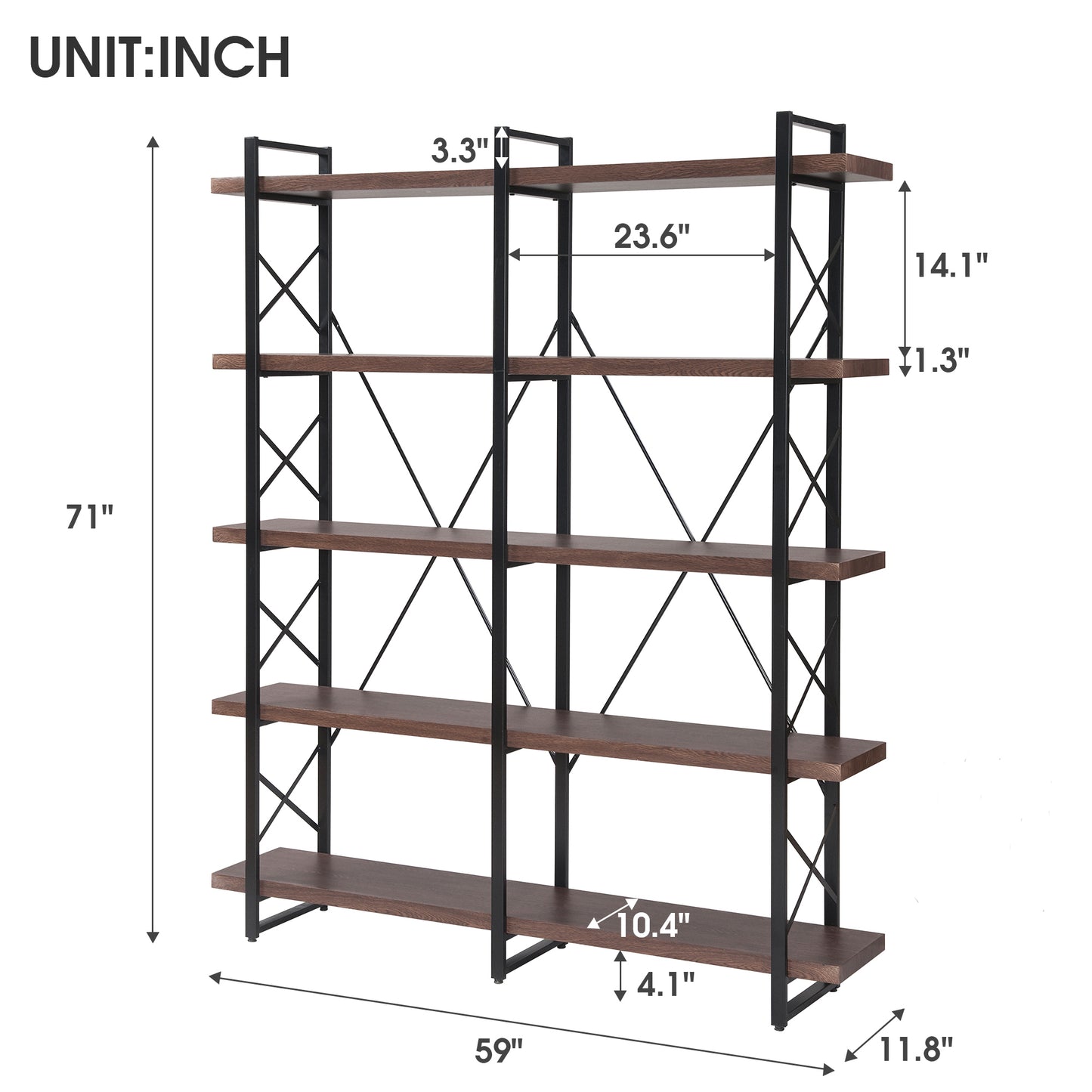 [VIDEO] Home Office 5 Tier Bookshelf, X Design Etageres Storage Shelf, Industrial Bookcase for Office with Metal Frame