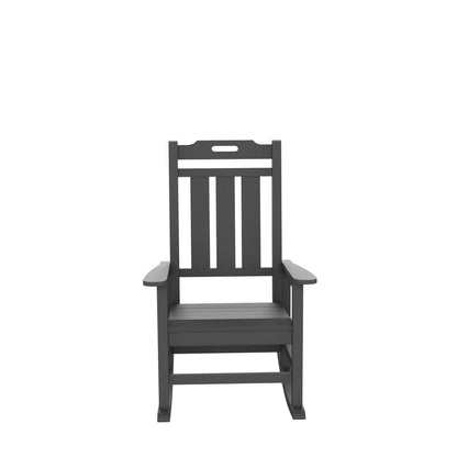 Presidential Rocking Chair HDPE Rocking Chair Fade-Resistant Porch Rocker Chair, All Weather Waterproof for Balcony/Beach/Pool Gray