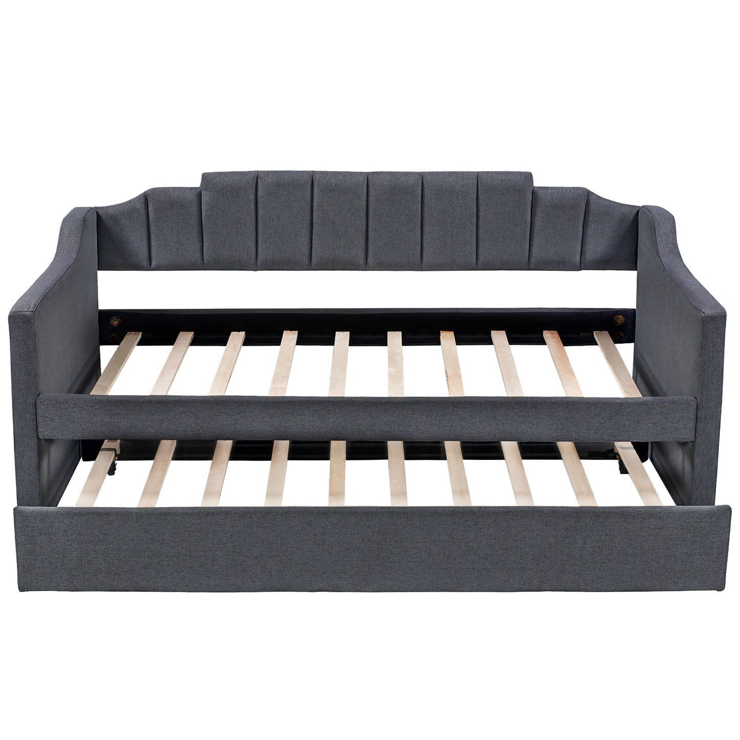 Upholstered Twin Daybed with Trundle,Black