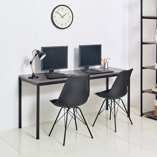 Harry Contemporary Wood and Metal Computer Desk in Black and Rustic Gray