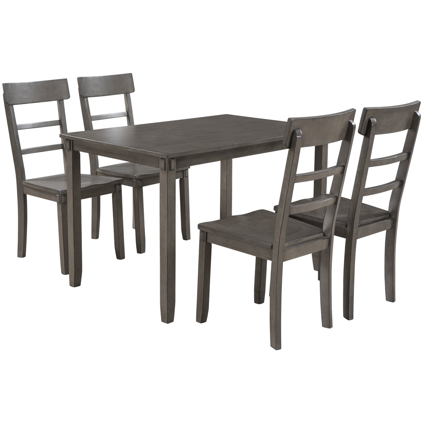 TREXM  5-piece Kitchen Dining Table Set Wood Table and Chairs Set for Dining Room (Gray)