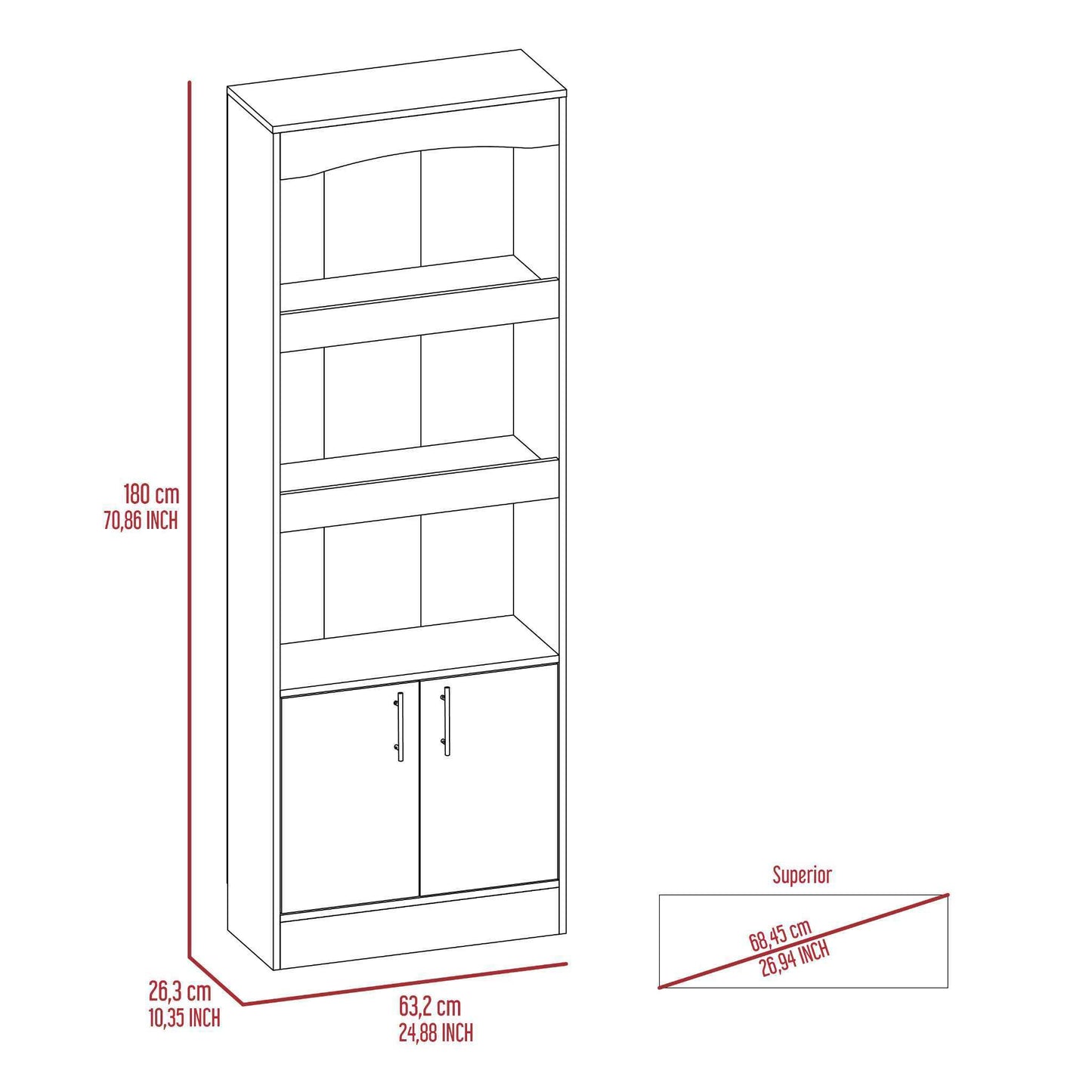 Shell Beach 1-Drawer 3-Shelf Bookcase Light Grey