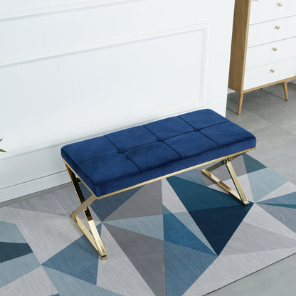 blue velvet fabric Morden bench