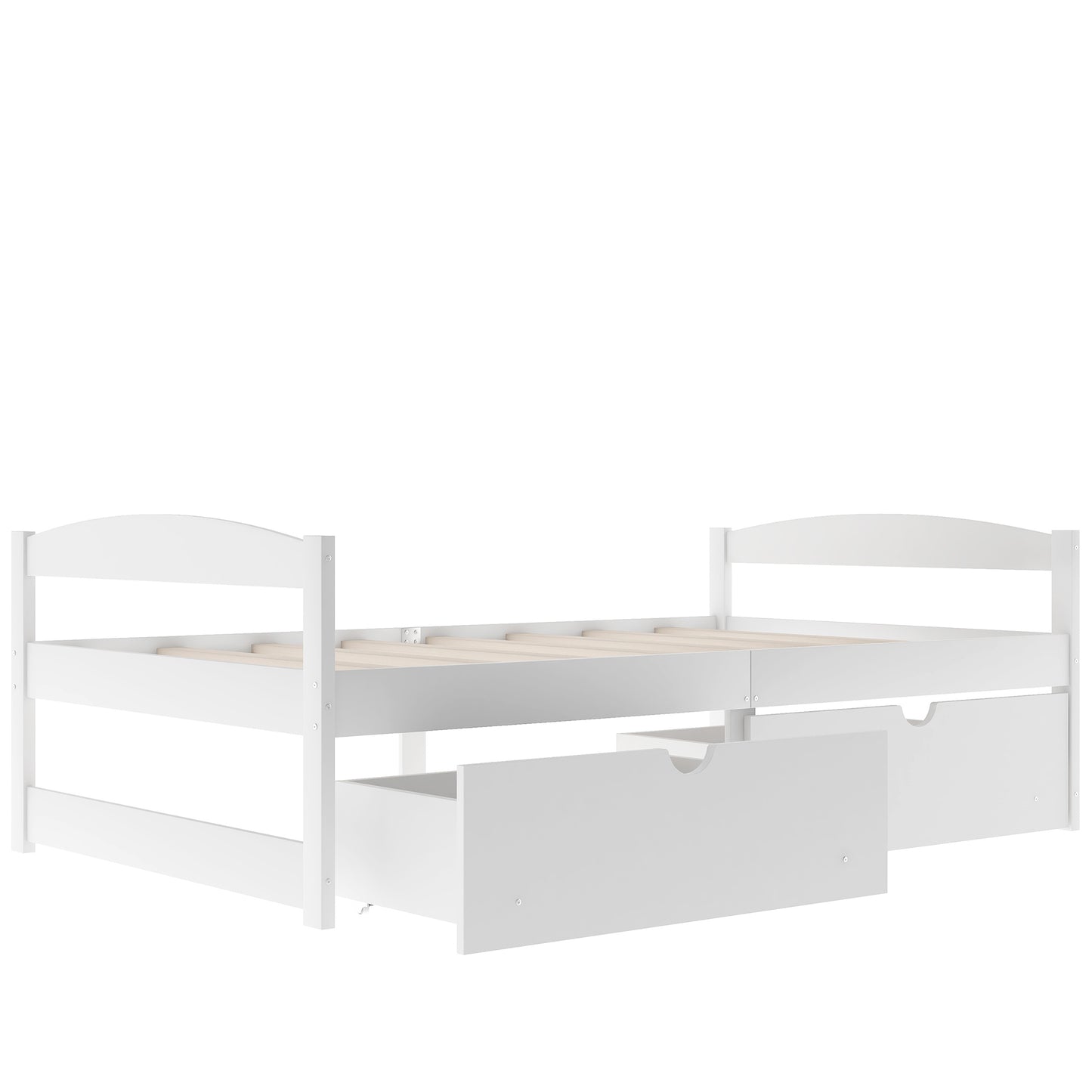 Twin size platform bed, with two drawers, white（New）