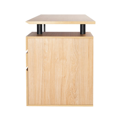 Techni Mobili Computer Desk with Storage and File Cabinet, Pine