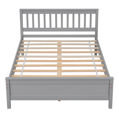 Full Bed with Headboard and Footboard for Kids, Teens, Adults,with a Nightstand,Grey