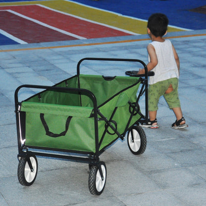 Folding Wagon Garden Shopping Beach Cart (Green)