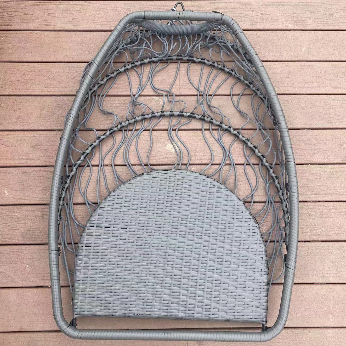 Outdoor Patio Wicker Folding Hanging Chair,Rattan Swing Hammock Egg Chair With C Type Bracket, With Cushion And Pillow