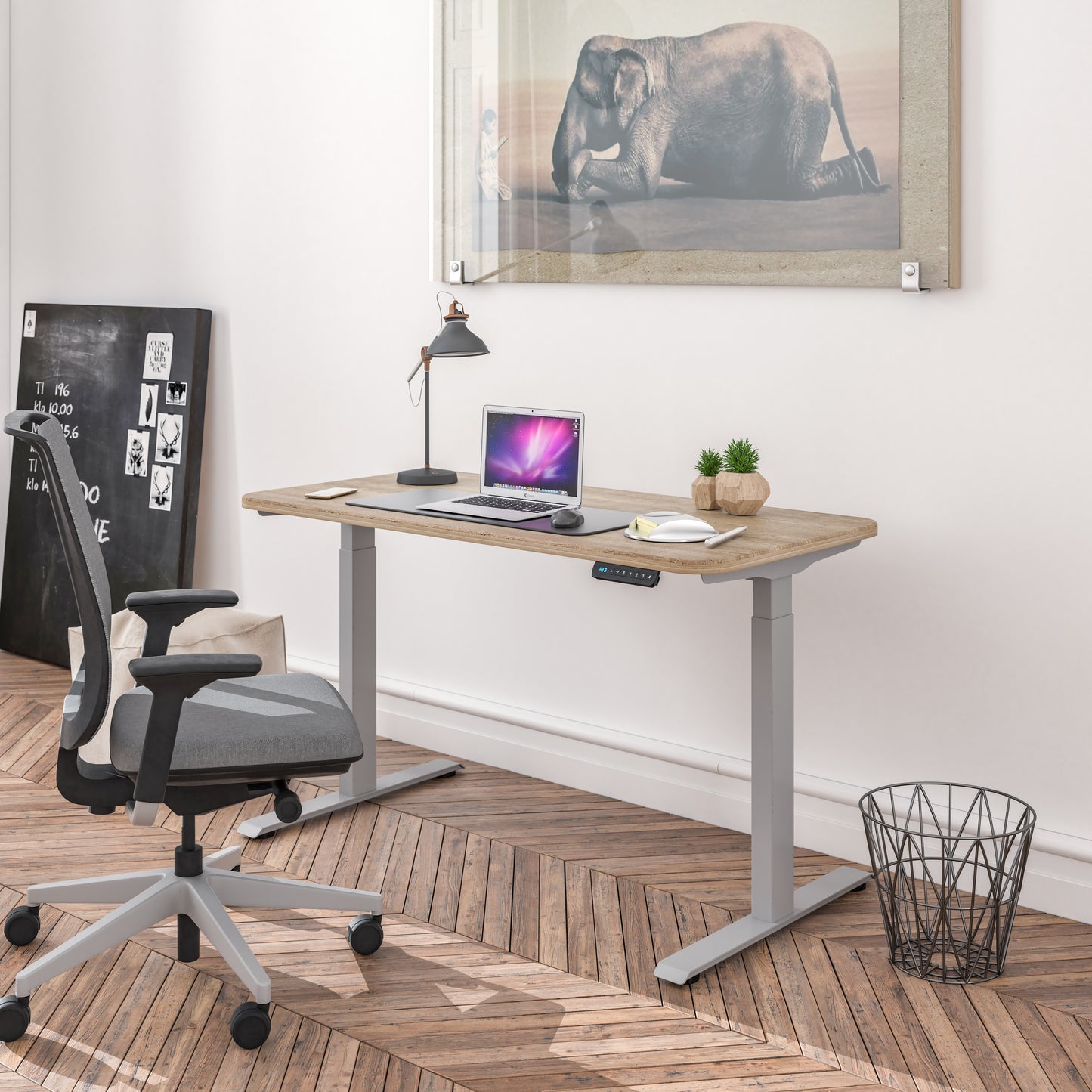 Ergonomic Standing Desk Base Workstation Frame Only，silver grey