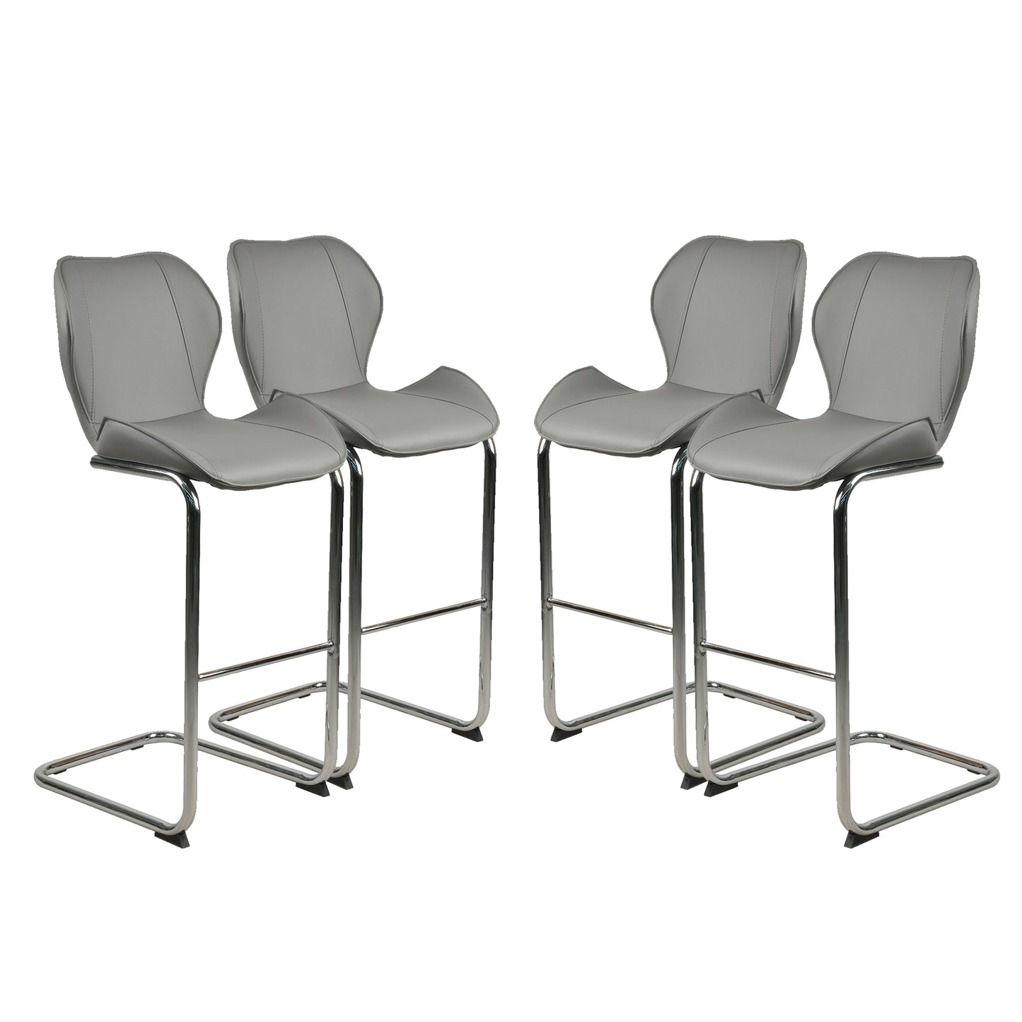 Bar chair modern design for dining and kitchen barstool with metal legs set of 4 (Grey)