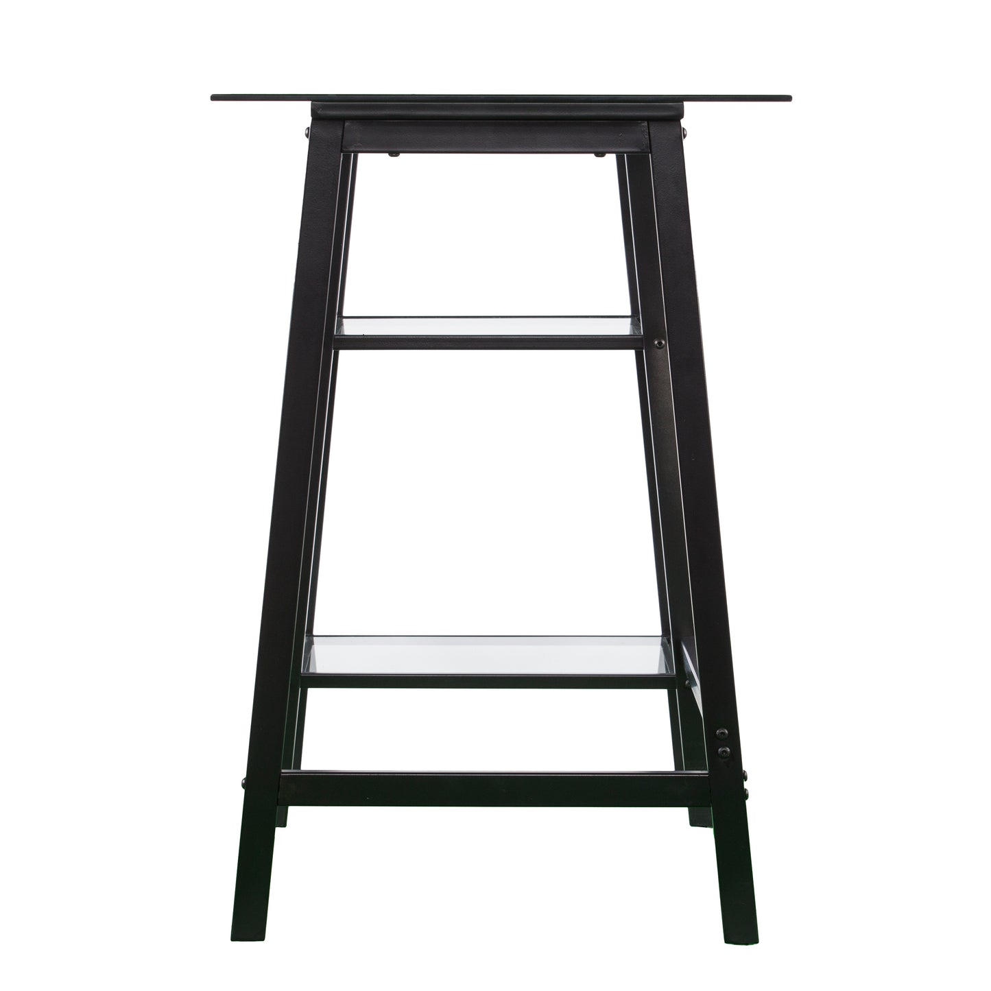 Avery Metal/Glass Sawhorse/A-Frame Writing Desk - Black