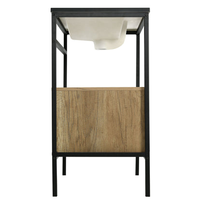 30" Bathroom vanity with Single Sink，Bathroom Storge Cabinet，Metal Frame，Black