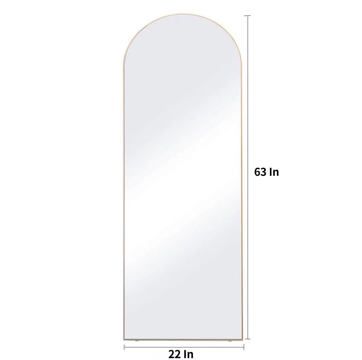 Full Length Wall Mirror - 63” x 20” Arched Free Standing Body Mirror , Black Metal Framed Large Floor Mirror for Bedroom, Modern  Stand Up / Leaning Mirror