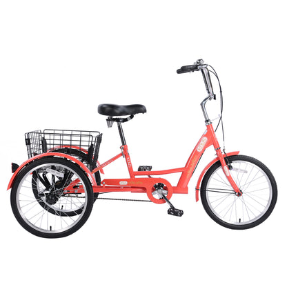 20" European Adult Tricycles 3 Wheel W/Installation Tools with Low Step-Through, Large Basket, Tricycle for Adults, Women, Men