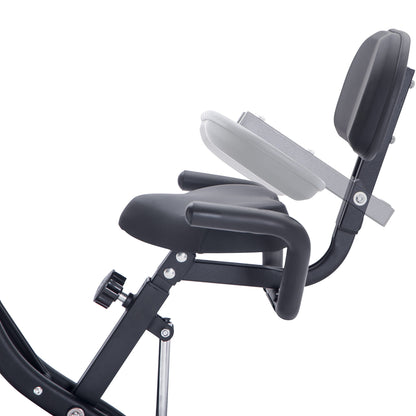 Folding Exercise Bike, Fitness Upright and Recumbent X-Bike with 10-Level Adjustable Resistance, Arm Bands and Backrest