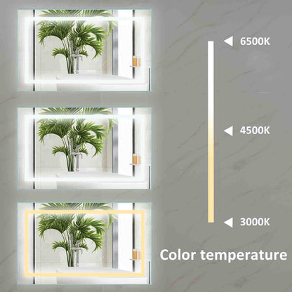 LED Bathroom Vanity Mirror, 40 x 24 inch, Anti Fog, Night Light, Time,Temperature,Dimmable,Color Temper 3000K-6400K,90+ CRI,Horizontal Wall Mounted Only