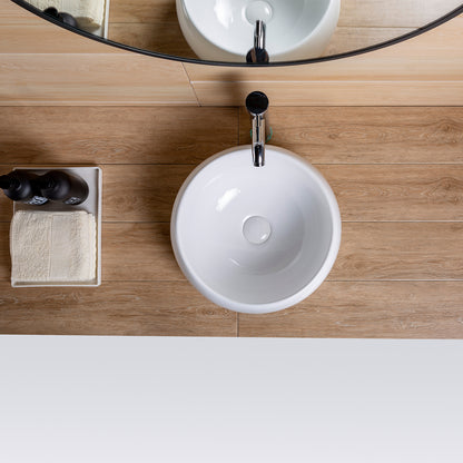 Vessel Bathroom Sink Basin in White Ceramic