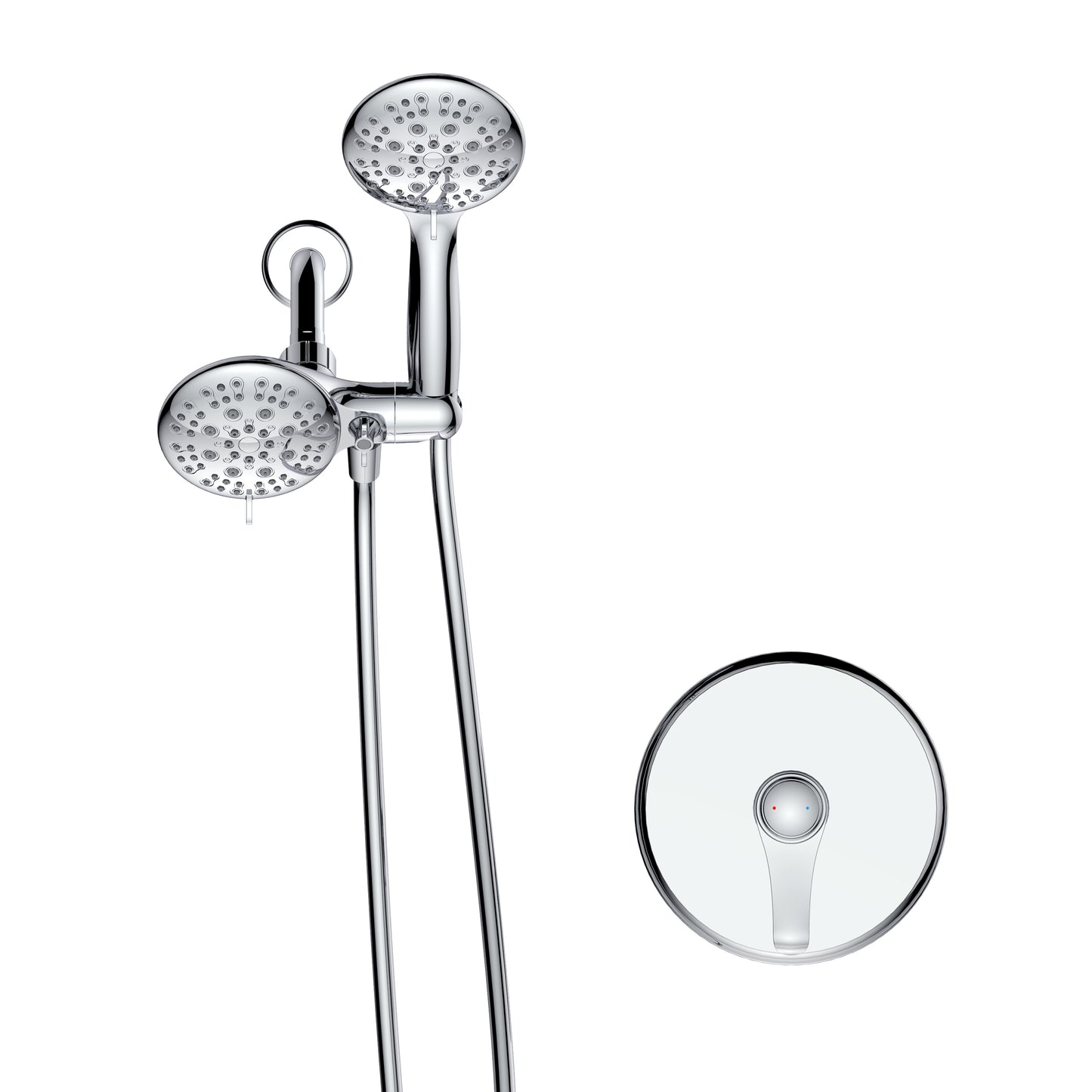 Large Amount of water Multi Function Dual Shower Head - Shower System with 4." Rain Showerhead, 6-Function Hand Shower, Chrome