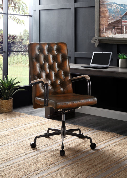 ACME Noknas Office Chair, Brown Lether 93175