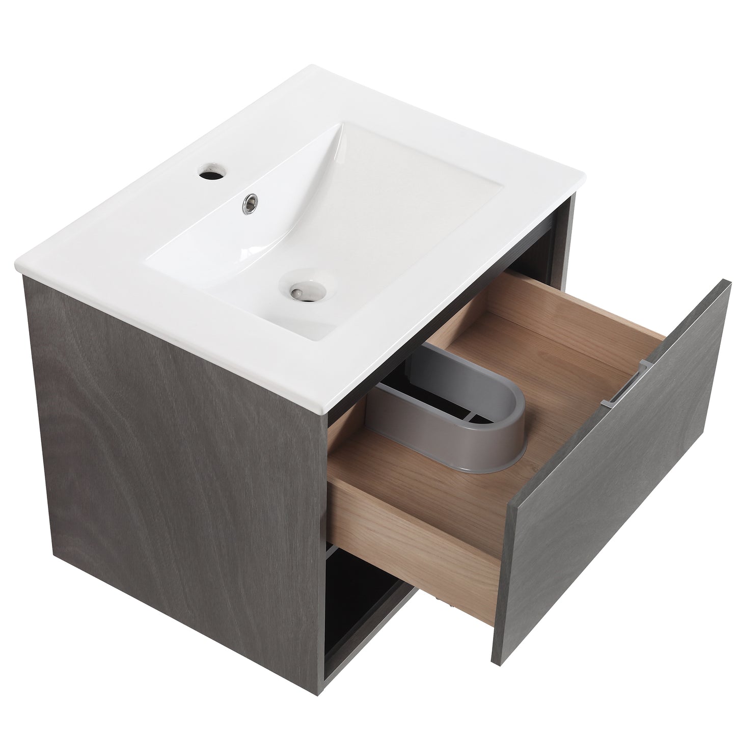 24 inches Floating Bathroom Vanity Combo with Integrated Single Sink and 1 Soft Close Drawer