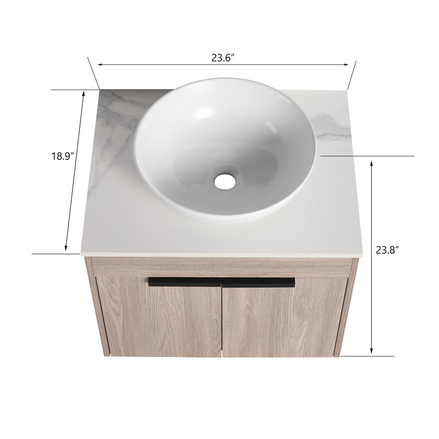 24 " Modern Design Float Bathroom Vanity With Ceramic Basin Set,  Wall Mounted White Oak Vanity  With Soft Close Door,KD-Packing，KD-Packing，2 Pieces Parcel（TOP-BAB321MOWH）