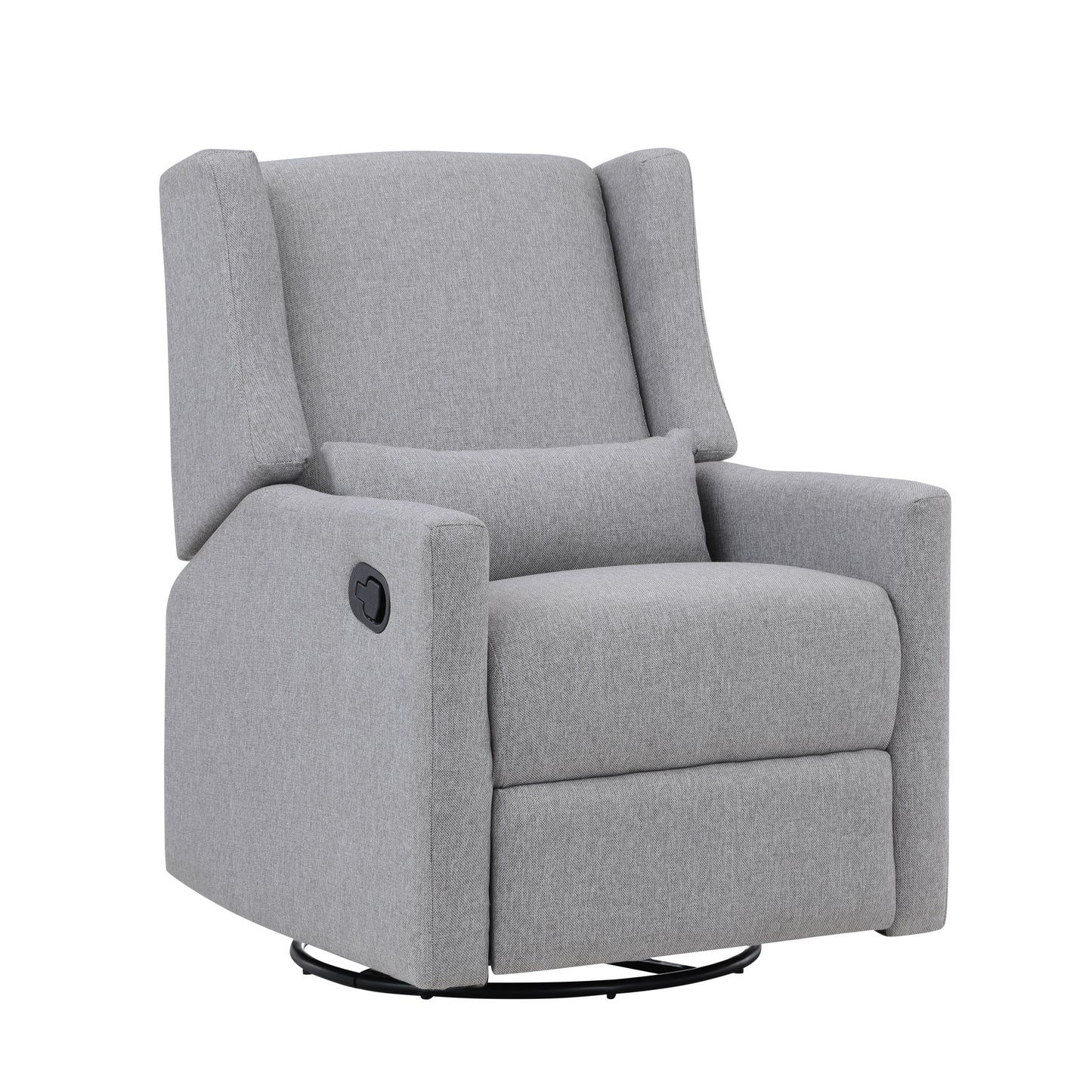 Pronto Swivel Glider Recliner with Pillow Rich Gray Fabric