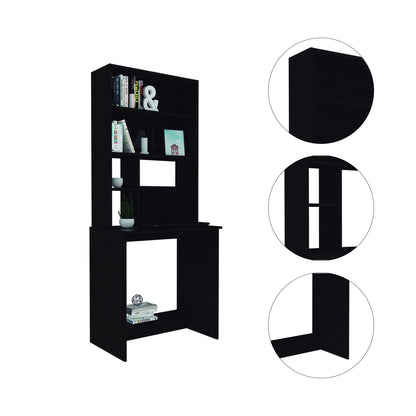 Halaby 4-Shelf Computer Desk with Hutch Black Wengue