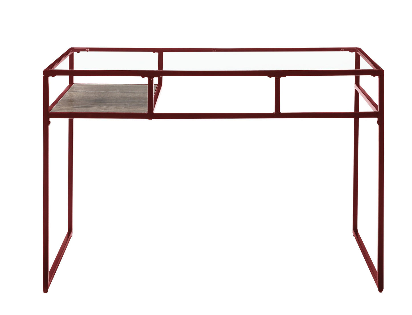 ACME Yasin Desk, Red & Glass 92584