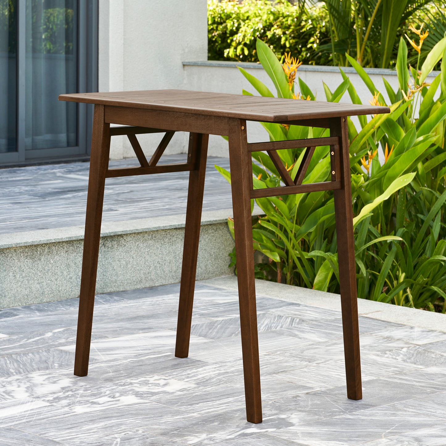 Midcentury modern Patio Wood Bar Table