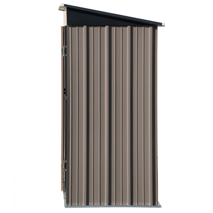 TOPMAX Patio 5ft Wx3ft. L Garden Shed, Metal Lean-to Storage Shed with Lockable Door, Tool Cabinet for Backyard, Lawn, Garden, Brown