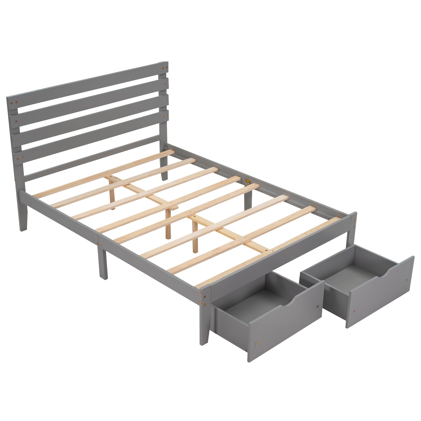 Full Size Platform Bed with Drawers, Gray(New SKU:WF288468AAE)