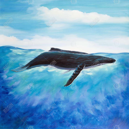 Blue whale - 08x08 Print on canvas