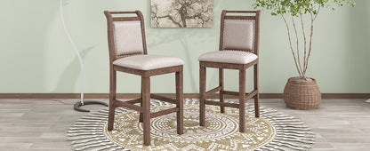 TOPMAX 2-Piece Upholstered Wood Breakfast Nook Dining Chairs for Small Places, Brown