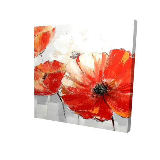 Abstract red wild flowers - 12x12 Print on canvas