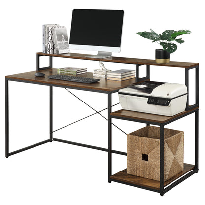 Home Office Computer Desk with Storage Shelves and Monitor Stand Riser Shelf Study Writing Desk Computer Table (OLD SKU: WF198006AAT)