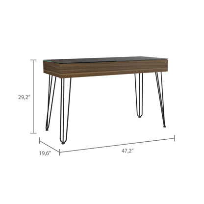 Posey 1-Drawer Rectangle Writing Desk with Hairpin Legs Mahogany