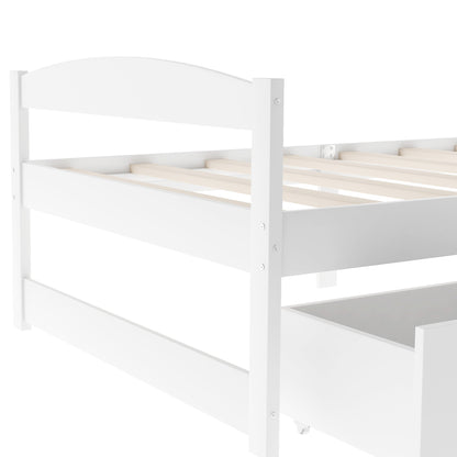 Twin size platform bed, with two drawers, white（New）