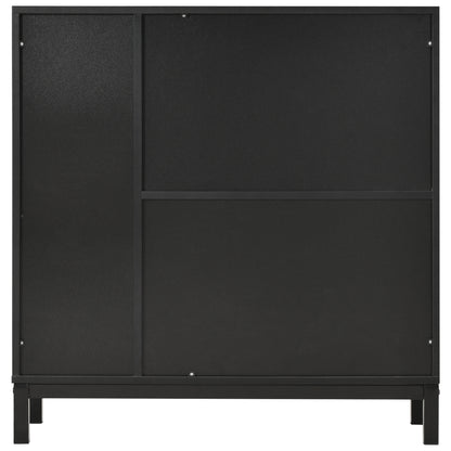 K&K Sideboards and Buffets With Storage Coffee Bar Cabinet Wine Racks Storage Server Dining Room Console 34 Inch（Black）