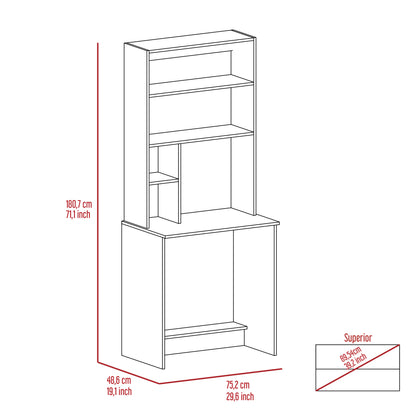 Halaby 4-Shelf Computer Desk with Hutch Black Wengue