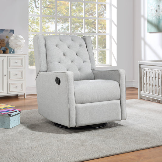 Milah Gliding Swivel Recliner Tufted Brushed Tweed Fabric