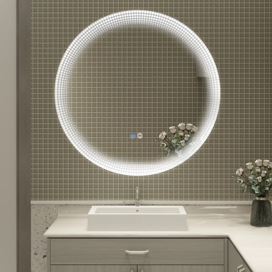 30 Inch Switch-Held Memory LED Mirror, Wall-Mounted Vanity Mirrors, Bathroom Anti-Fog Mirror, Dimmable Bathroom Mirror