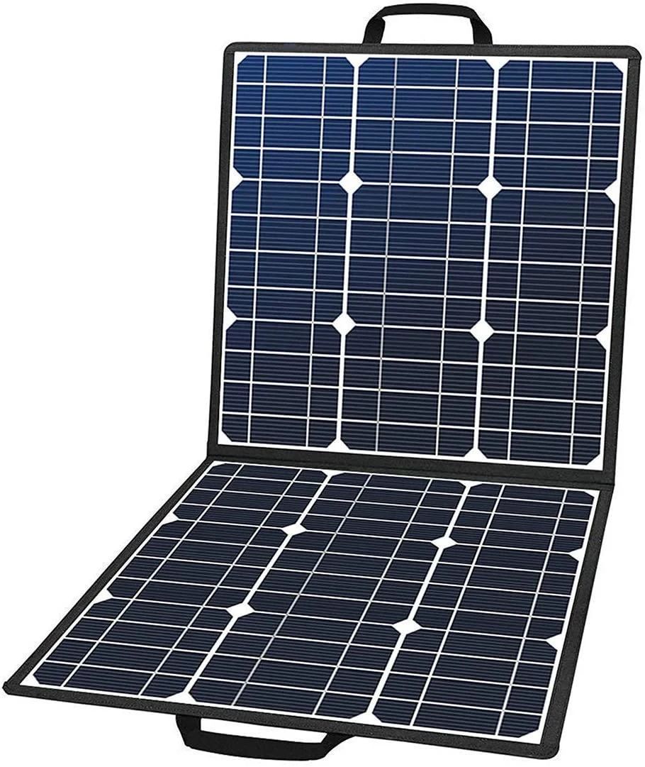 50W 18V Portable Solar Panel, Foldable Solar Charger with 5V USB 18V DC Output Compatible with Portable Generator, Smartphones, Tablets and More