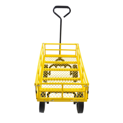 Tools cart Wagon Cart Garden cart trucks make it easier to transport firewood （Yellow colour）