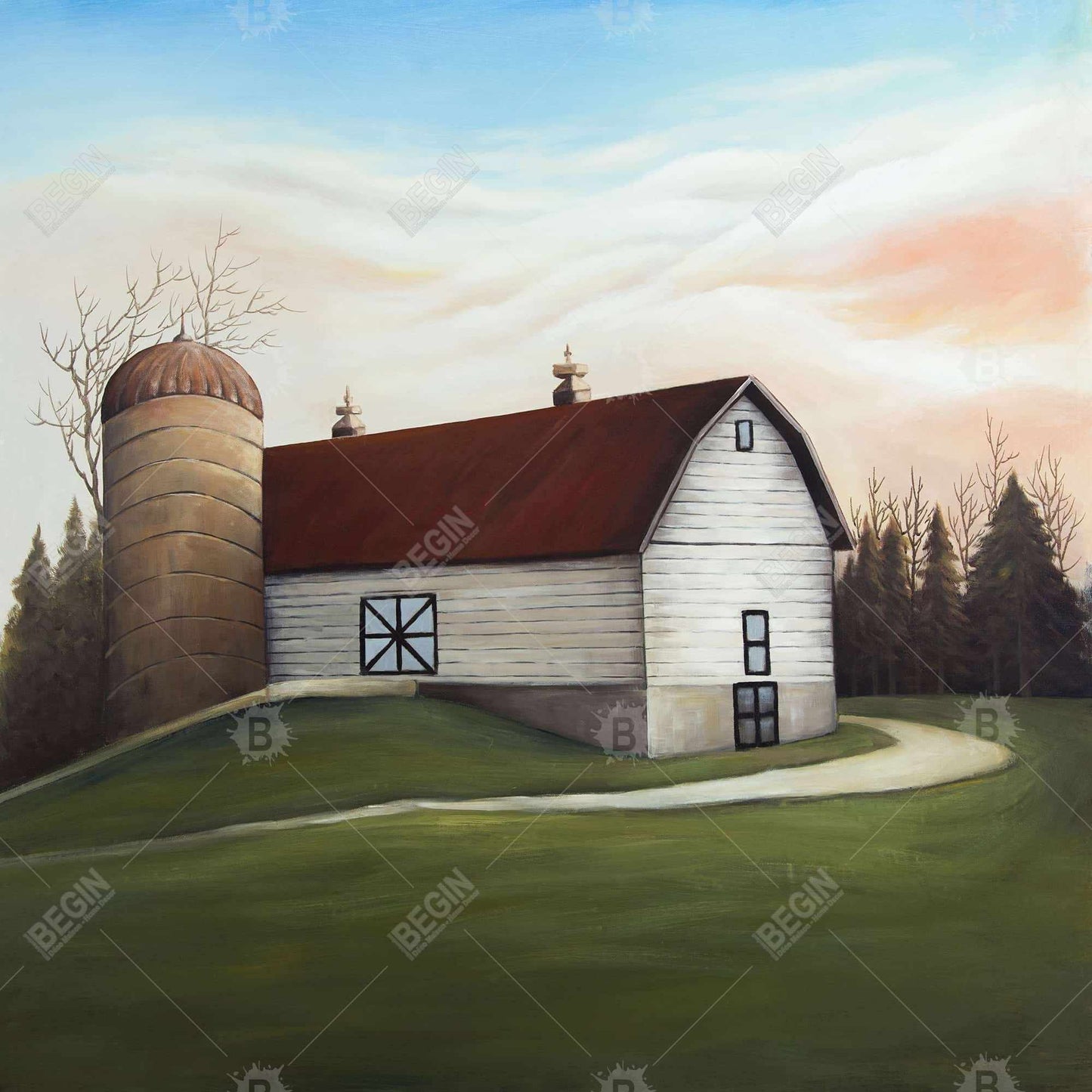 White barn - 08x08 Print on canvas