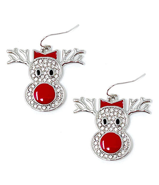 Christmas Reindeer Pave Crystal Earrings by Fashion Hut Jewelry