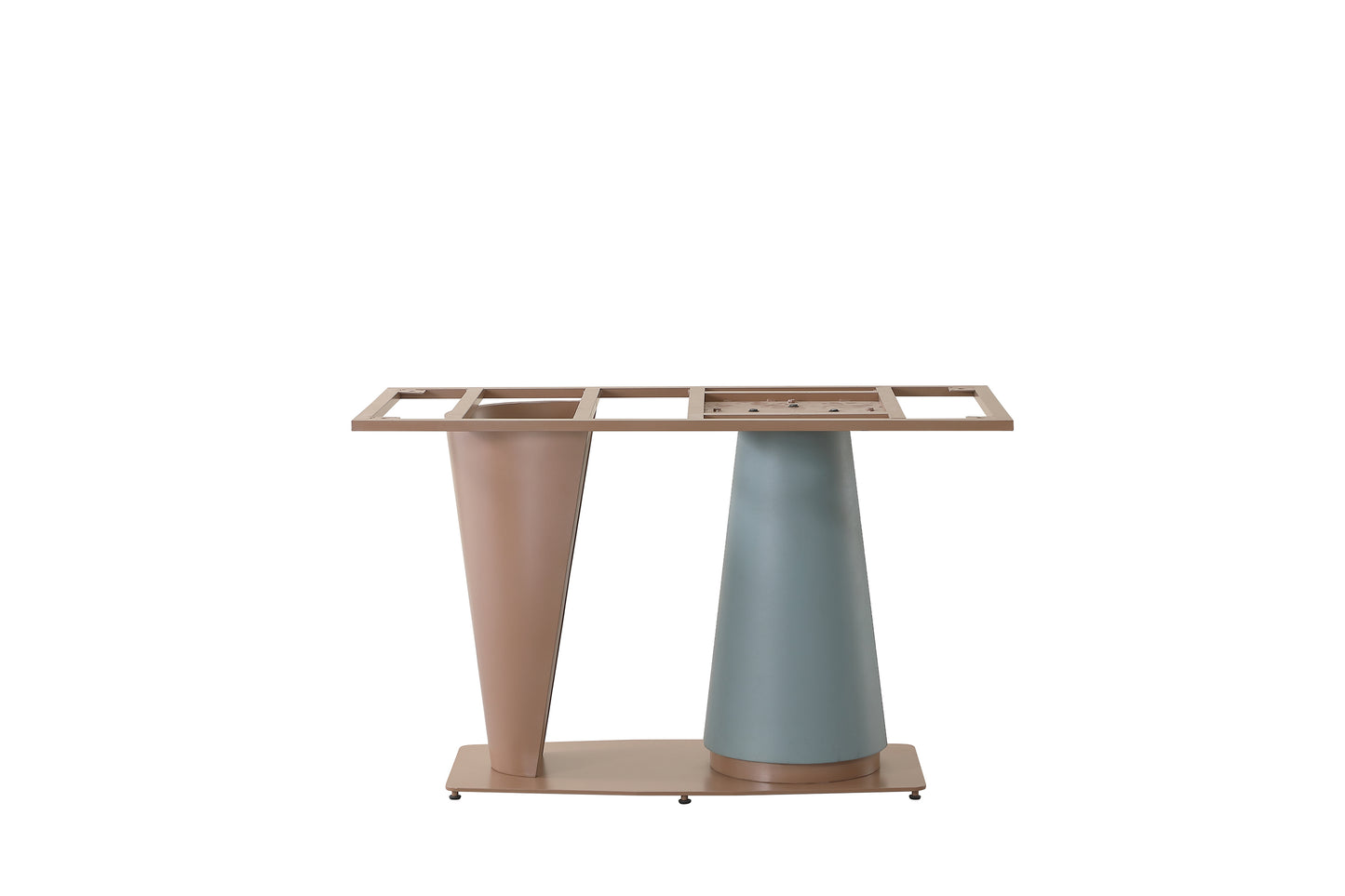 71"  Pandora color sintered stone dining table with cone shape  Pedestal Base in champagne and blue color