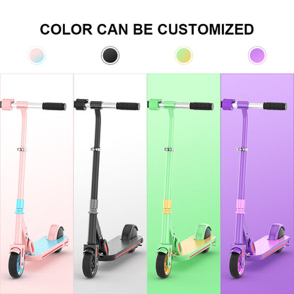 Kids Electric Scooter Foldable 6.5 Inch Tire Colorful Rainbow Lights LED Display Adjustable Speed and Height Kids Age 8+ Ideal Gift for Children