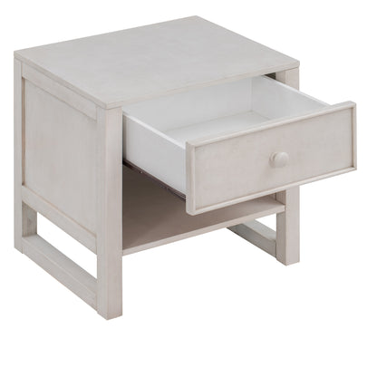 Wooden Nightstand with a Drawer and an Open Storage,End Table for Bedroom,Anitque White