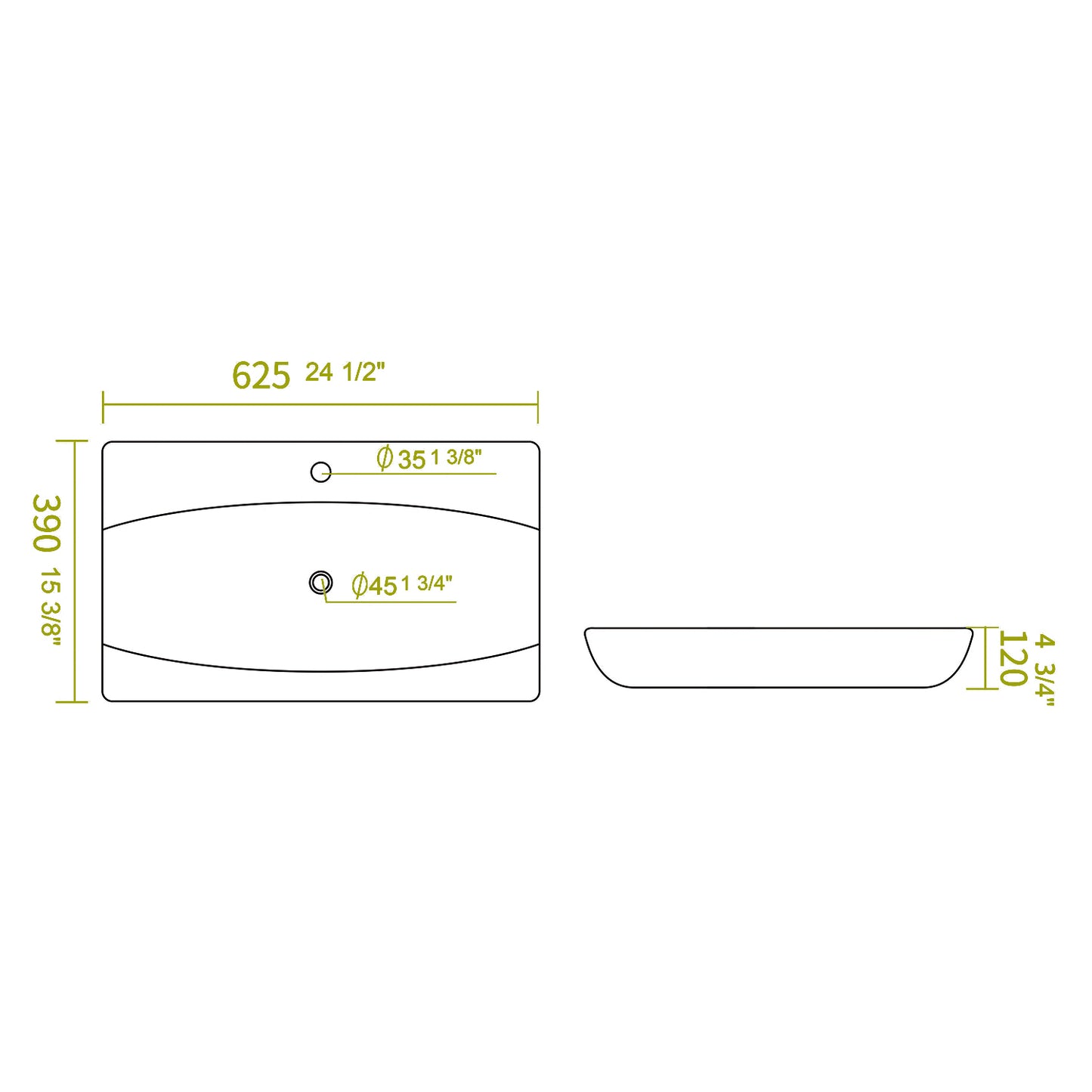 Vessel  Bathroom Sink Basin in White Ceramic